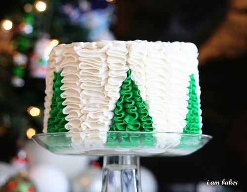 圣诞树褶皱蛋糕里面惊奇！