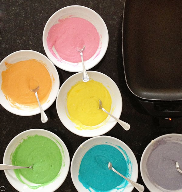 关于如何制作完美的彩虹薄煎饼的提示！#pancakes #rainbow.