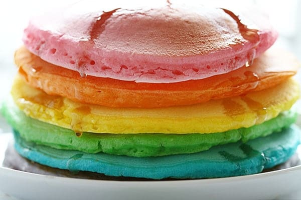 关于如何制作完美的彩虹薄煎饼的提示！#pancakes #rainbow.