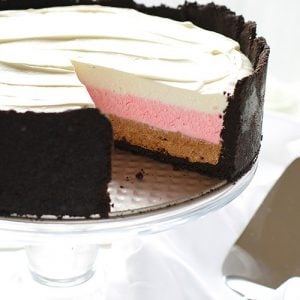 那不勒斯芝士蛋糕！香草，草莓和巧克力不烤芝士蛋糕！