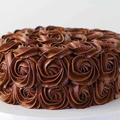 打了巧克力奶油玫瑰蛋糕！